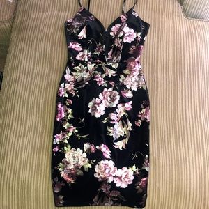 Black velvet floral dress